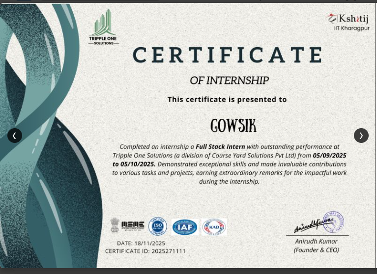 Training Certificate